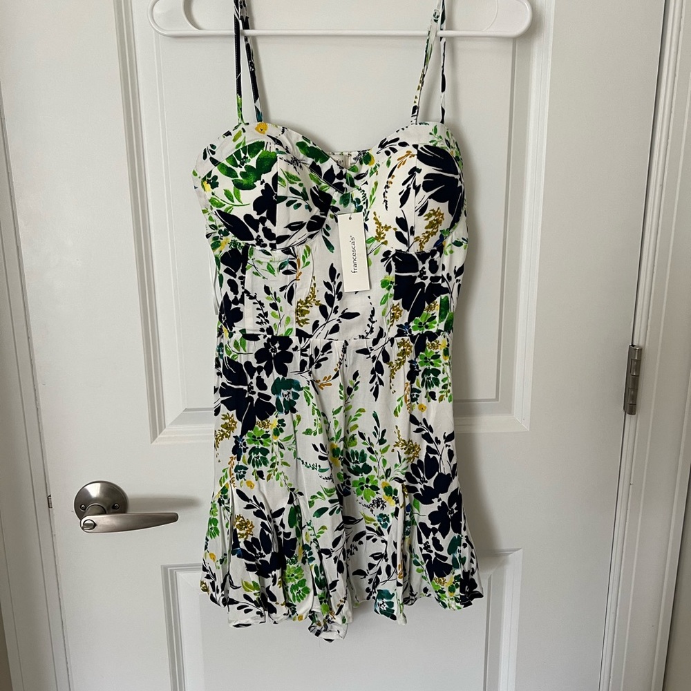 Francesca's Collections Floral Jumpsuit - Green, Yellow, Black